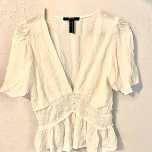 FOREVER 21 blouse white v-neck